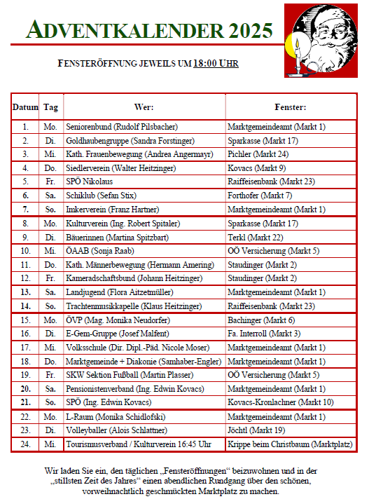 Wimsbacher Adventkalender Weihnachtsstimmung